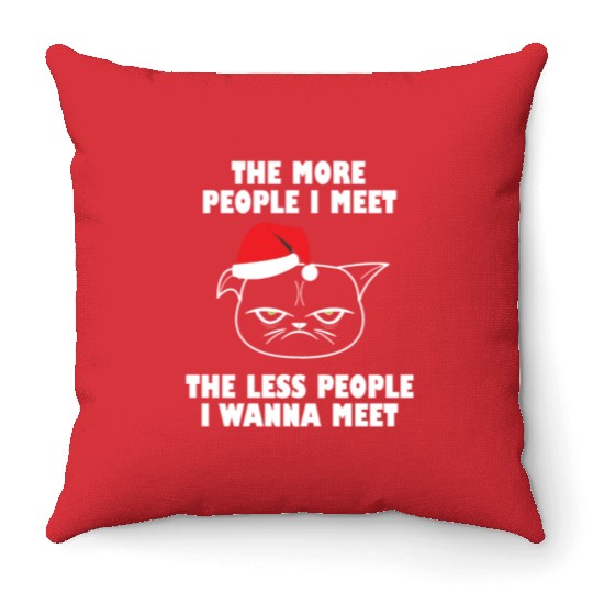 I hate People funny cat christmas gift idea Throw Pillows
