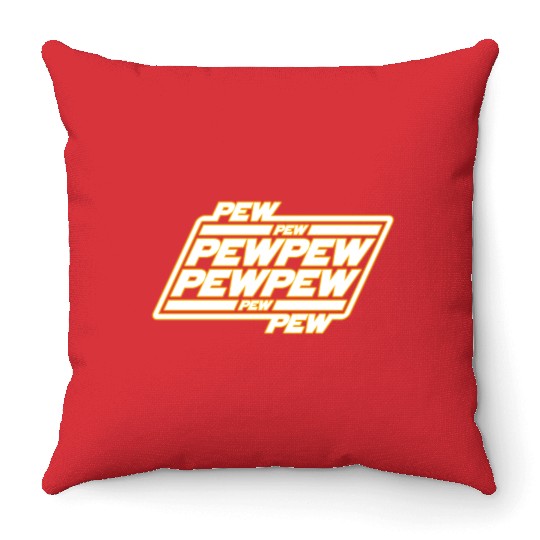 Pew Pew Pew Throw Pillows