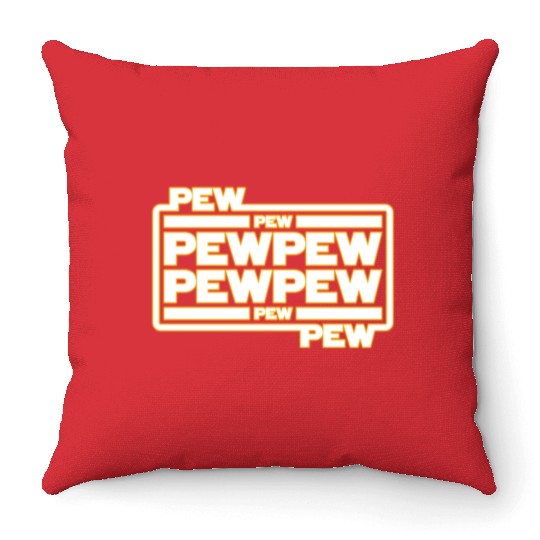 Pew Pew Pew Throw Pillows