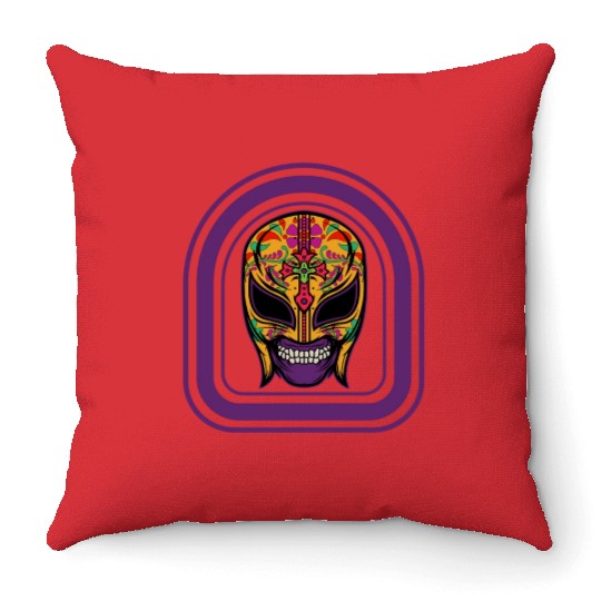Dia De Los Muertos Throw Pillows, Lucha Libre El Santo