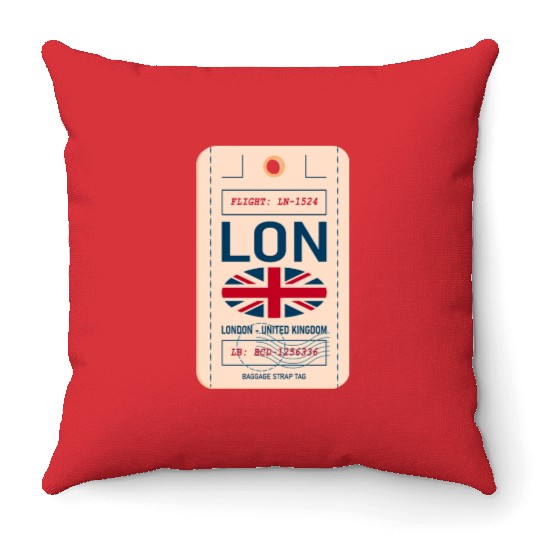 LONDON (LON) Airline Luggage tag United Kingdom Throw Pillows