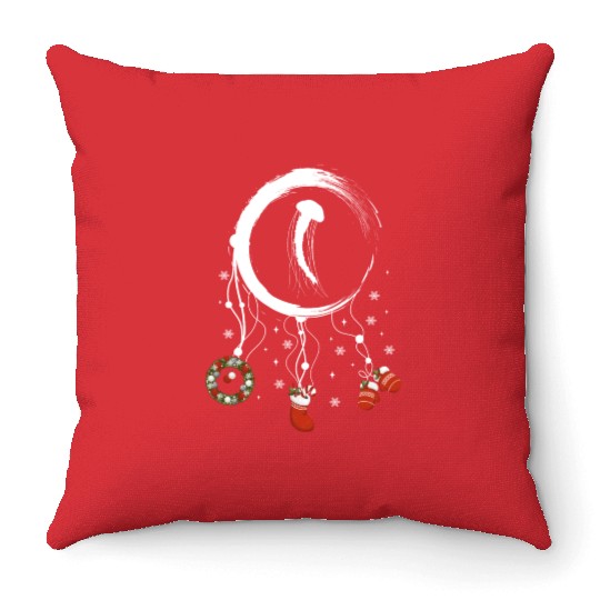 Winter dreamcatcher Christmas Jellyfish Throw Pillows