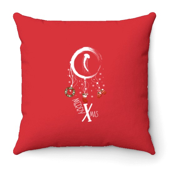 Winter dreamcatcher Christmas Jellyfish Throw Pillows
