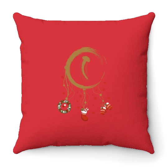 Winter dreamcatcher Christmas Jellyfish Throw Pillows