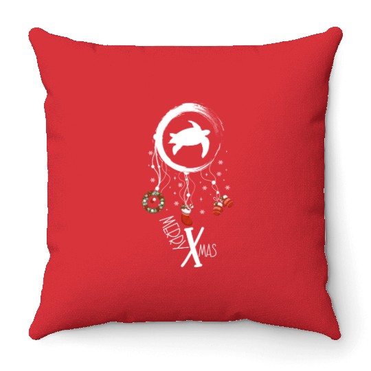 Winter dreamcatcher Christmas Sea turtle Throw Pillows
