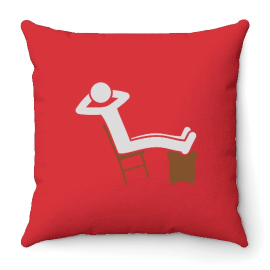 Chill man chair icon Throw Pillows