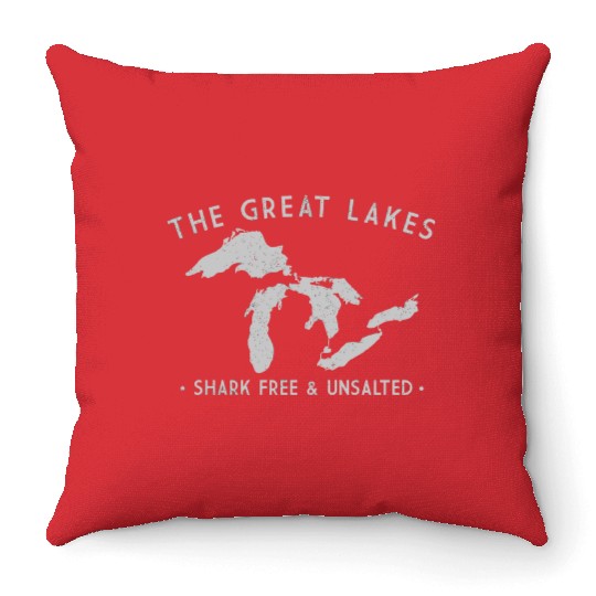 Great Lakes Shark Free And Unsalted Sweat Throw Pillows