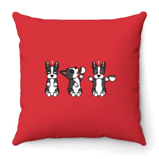 Boston Terrier Coffee Lover Throw Pillows