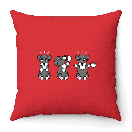 Schnauzer Coffee Lover Throw Pillows