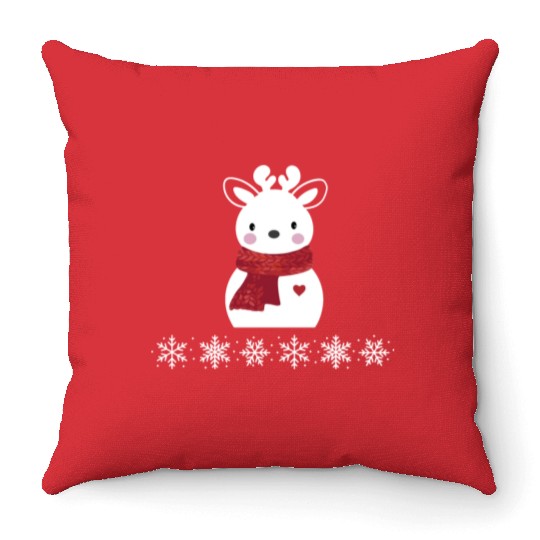 Christmas reindeer snowman Throw Pillows