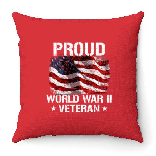 World War 2 Veteran Military Veteran USA Flag Throw Pillows