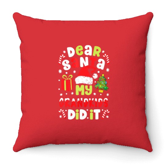 Dear Santa My Grandkids Did It Candy Canes Funny Throw Pillows