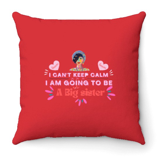 I'm Going To Be A Big Sister , design by roka0000 Throw Pillows