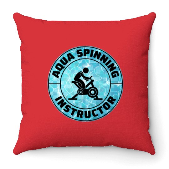 Aqua Cycling Swimming Pool Fitness Training Coach Throw Pillows