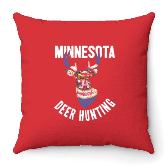 Minnesota Deer Hunting Buck Stag Hunter Throw Pillows