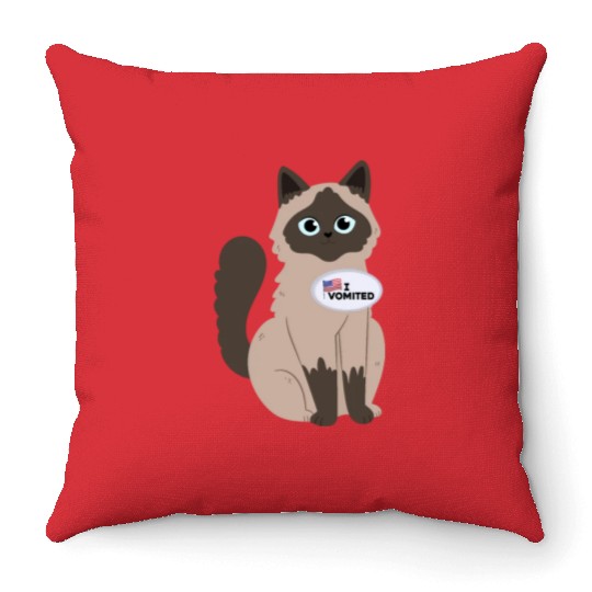 I Vomited Funny Cat American Election Voting Throw Pillows