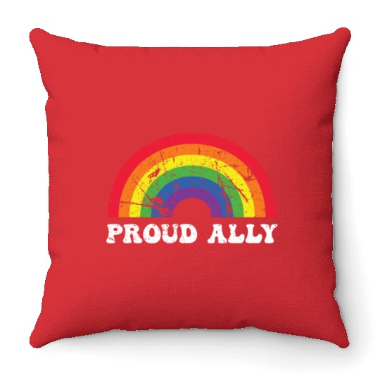 Proud Ally Lgbt Ally Rainbow Pride Month Gay Throw Pillows