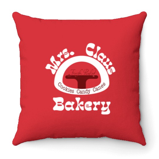 Christmas Throw Pillows, Mrs. Claus Bakery Throw Pillows,