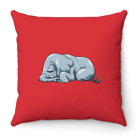 Cute Sleeping Elephant for a Elephant Lover Throw Pillows