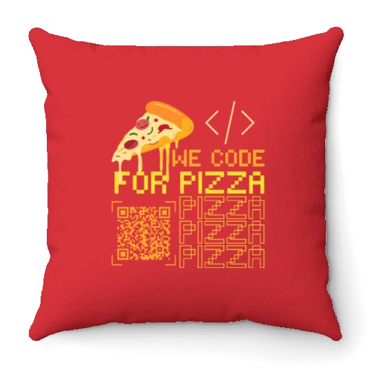 We Code For Pizza | Software Developer Memes Throw Pillows
