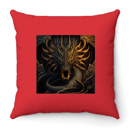 Dark fantasy dragon cover version 2 Throw Pillows