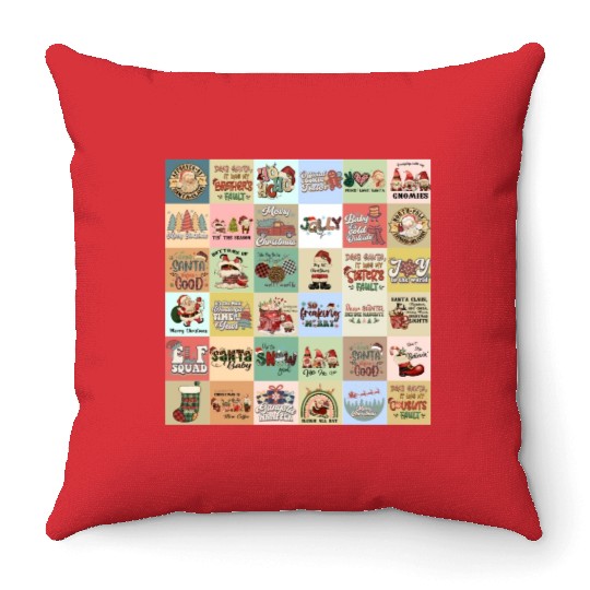 Christmas Patchwork Vintage Pattern Throw Pillows