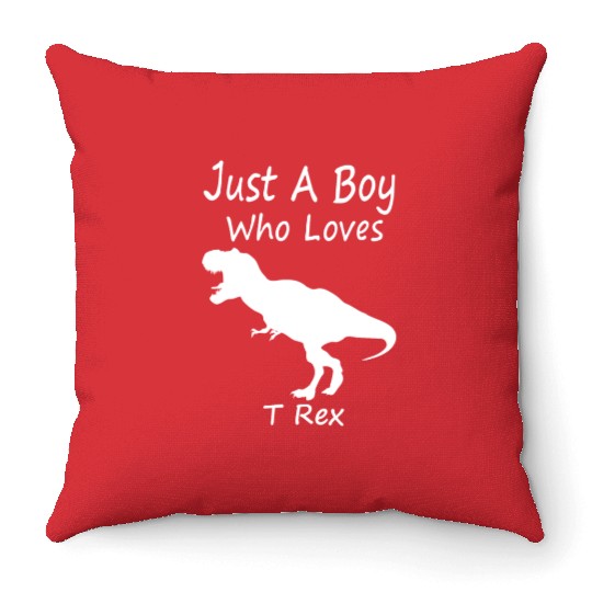 Cool Silhouette Just a Boy Who Loves T rex Throw Pillows