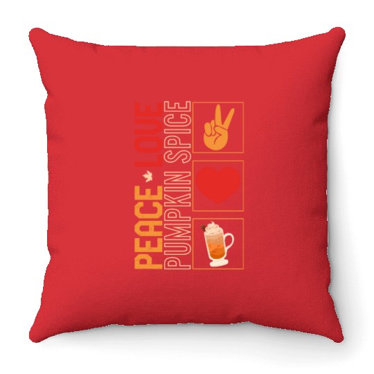 Thanksgiving Throw Pillows, Peace Love Pumpkin Spice Throw Pillows,