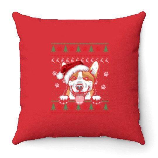 Corgi Christmas Funny Corgi Dog Lover Throw Pillows