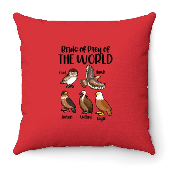 Birds of Prey Of The World Throw Pillows