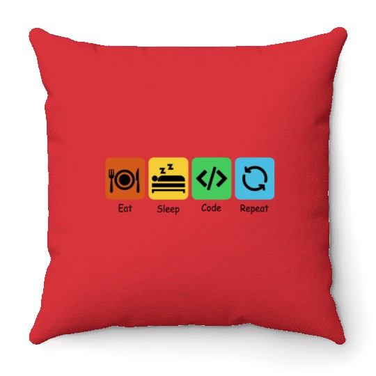 Eat, Sleep, Code, Repeat | Software Engineer Throw Pillows