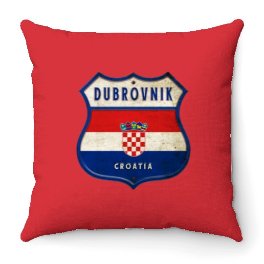 Dubrovnik Croatia flag coat of arms design Throw Pillows