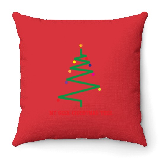 Geek Xmass Tree Throw Pillows