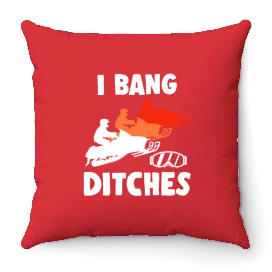 Snowmobile Ride Funny Snowmobiling Motor Dirt Bike Throw Pillows