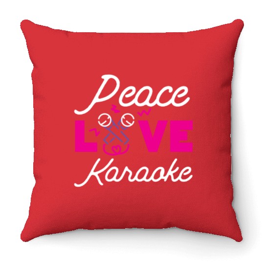 Karaoke Singer 80s Retro Peace Throw Pillows