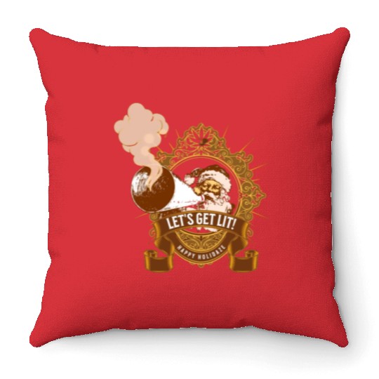 Lets get lit christmas Throw Pillows