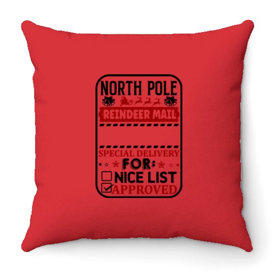 North Pole Reindeer Mail Throw Pillows