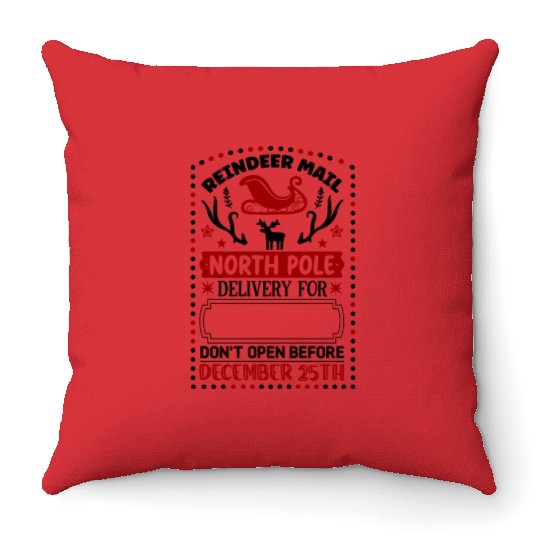 Reindeer Mail North Pole Delivery Throw Pillows