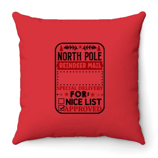 North Pole Reindeer Mail Throw Pillows