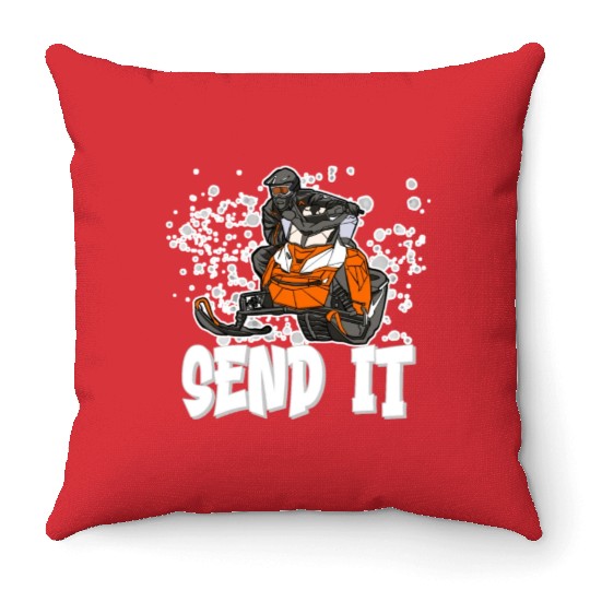 Send It Ride Like You Stole It Snowmobile Throw Pillows