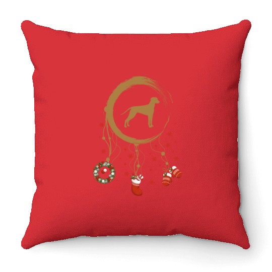 dog dreamcatcher Christmas Dalmatian Throw Pillows