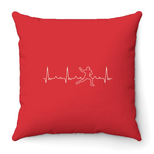 Baseball Pitcher Player. Heart. Love. EKG. Pulse. Throw Pillows