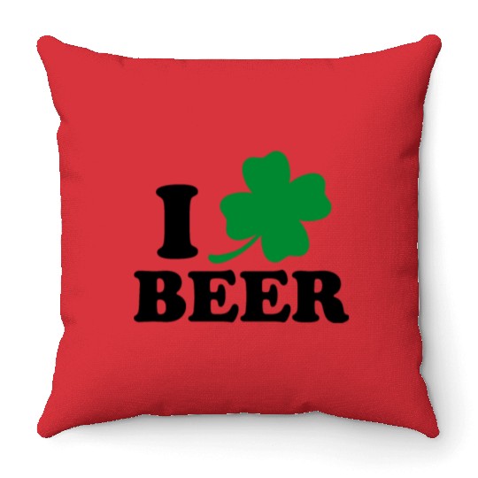 I Love Beer St Patricks Day Throw Pillows