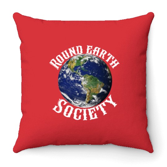 Round earth society Throw Pillows