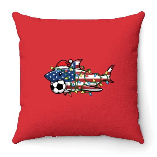 Christmas Throw Pillows, Santa Shark Soccer Jersey