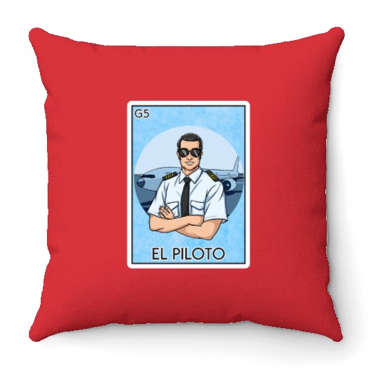 El Piloto The Pilot Card Mexican Lottery Card Throw Pillows