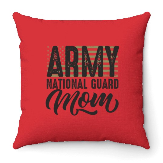 Army National Guard Mom with US flag military styl Throw Pillows