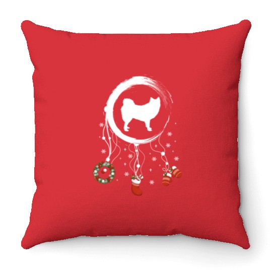 dog dreamcatcher Christmas Finnish Lapphund Throw Pillows