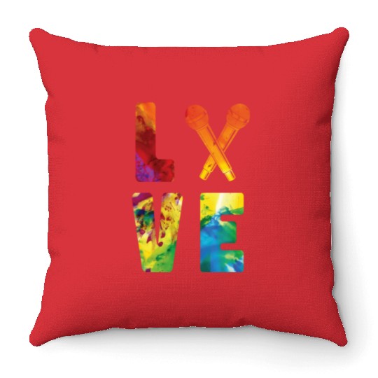 Karaoke Singer Microphone Vocalist Throw Pillows