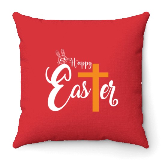 Happy Easter Egg Throw Pillows, Easter Unicorn Throw Pillows,